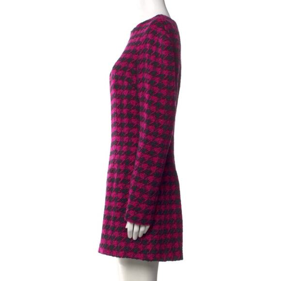 House of Harlow x Revolve Loui Houndstooth Tweed Fuchsia Black Dress M NWT - Picture 5 of 12